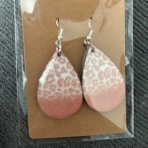 Pink Leopard Print Teardrop Earrings - NWT (1/$10 or 2/$15)